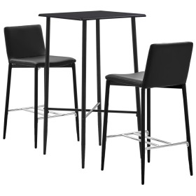 High table and bar stools set 3 pieces black synthetic leather by vidaXL, Furniture sets for kitchens and dining rooms - Ref:...