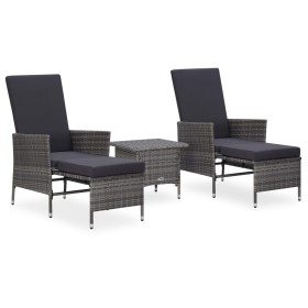 3-piece garden furniture set and gray synthetic rattan cushions by vidaXL, Garden sets - Ref: Foro24-3059373, Price: 315,31 €...