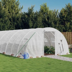 Greenhouse with white steel structure 64 m² 16x4x2 m by vidaXL, Greenhouses - Ref: Foro24-3188078, Price: 736,99 €, Discount: %