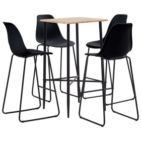 Juego de mesa alta y taburetes 5 piezas plástico negro de vidaXL, muebles para cocinas y comedores - Ref: Foro24-3050024, Pre...