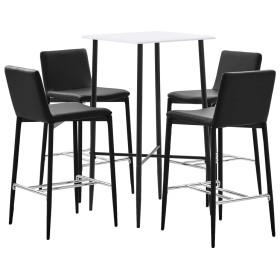 High table and bar stools set 5 pieces black synthetic leather by vidaXL, Furniture sets for kitchens and dining rooms - Ref:...