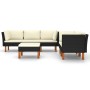 Set de muebles de jardín 6 pzas y cojines ratán sintético negro de vidaXL, Conjuntos de jardín - Ref: Foro24-3059738, Precio:...