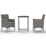 3-piece synthetic rattan garden bistro set with tempered glass, in gray. by vidaXL, Garden sets - Ref: Foro24-3058385, Price:...