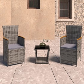 3-piece garden furniture set and gray synthetic rattan cushions by vidaXL, Garden sets - Ref: Foro24-3059365, Price: 274,32 €...