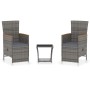 3-piece garden furniture set and gray synthetic rattan cushions by vidaXL, Garden sets - Ref: Foro24-3059365, Price: 274,32 €...