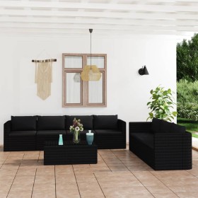 8-teiliges Gartenmöbel-Set und Kissen Kunstrattan schwarz von vidaXL, Gartensets - Ref: Foro24-3059502, Preis: 954,67 €, Raba...