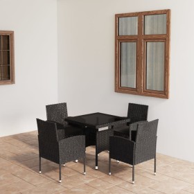 Juego de comedor para jardín 5 piezas ratán sintético negro de vidaXL, Conjuntos de jardín - Ref: Foro24-3059414, Precio: 347...