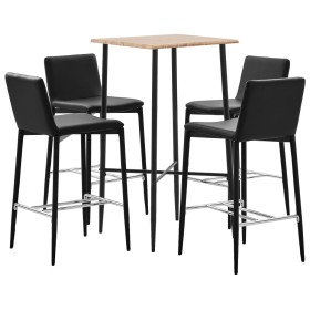 5-piece black synthetic leather high table and stools set by vidaXL, Furniture sets for kitchens and dining rooms - Ref: Foro...