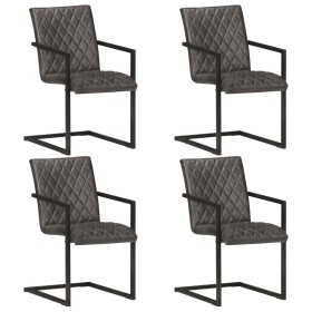 Cantilever dining chairs 4 units genuine gray leather by vidaXL, dining chairs - Ref: Foro24-3060205, Price: 488,99 €, Discou...