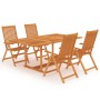 Garden dining set 5 pieces solid teak wood by vidaXL, Garden sets - Ref: Foro24-3059539, Price: 610,98 €, Discount: %