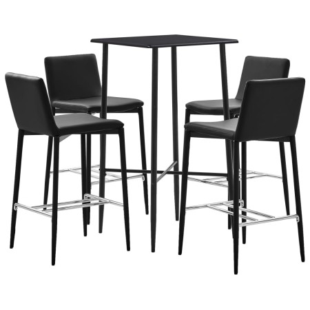 5-piece black synthetic leather high table and stools set by vidaXL, Furniture sets for kitchens and dining rooms - Ref: Foro...