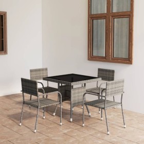 Juego de comedor para jardín 5 piezas ratán sintético gris de vidaXL, Conjuntos de jardín - Ref: Foro24-3059443, Precio: 293,...