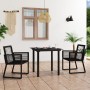 Garden dining set 3 pieces black PVC rattan by vidaXL, Garden sets - Ref: Foro24-3058283, Price: 290,42 €, Discount: %