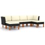 Set de muebles de jardín 6 pzas y cojines ratán sintético negro de vidaXL, Conjuntos de jardín - Ref: Foro24-3059736, Precio:...