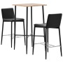 High table and chairs set 3 pieces black synthetic leather by vidaXL, Furniture sets for kitchens and dining rooms - Ref: For...