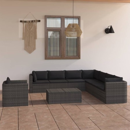 Garden furniture set 9 pieces synthetic rattan and gray cushions by vidaXL, Garden sets - Ref: Foro24-3059488, Price: 1,00 €,...