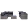 Set de muebles de jardín 9 pzas ratán sintético y cojines gris de vidaXL, Conjuntos de jardín - Ref: Foro24-3059488, Precio: ...