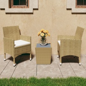 Garden table and chairs 3 pieces PE rattan and beige tempered glass by vidaXL, Garden sets - Ref: Foro24-3058360, Price: 179,...