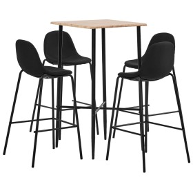 High table and stools set 5 pieces black fabric by vidaXL, Furniture sets for kitchens and dining rooms - Ref: Foro24-3050068...