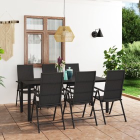 Juego de comedor para jardín 7 piezas negro de vidaXL, Conjuntos de jardín - Ref: Foro24-3060050, Precio: 585,99 €, Descuento: %