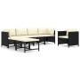 Set de muebles de jardín 7 pzas y cojines ratán sintético negro de vidaXL, Conjuntos de jardín - Ref: Foro24-3059785, Precio:...