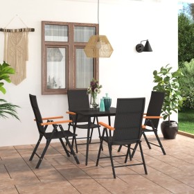 Juego de comedor para jardín 5 piezas negro y marrón de vidaXL, Conjuntos de jardín - Ref: Foro24-3060089, Precio: 402,99 €, ...