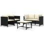 Set de muebles de jardín 5 pzas y cojines ratán sintético negro de vidaXL, Conjuntos de jardín - Ref: Foro24-3059780, Precio:...