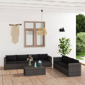 8-teiliges Gartensofa-Set und graue synthetische Rattankissen von vidaXL, Gartensets - Ref: Foro24-3059494, Preis: 794,73 €, ...