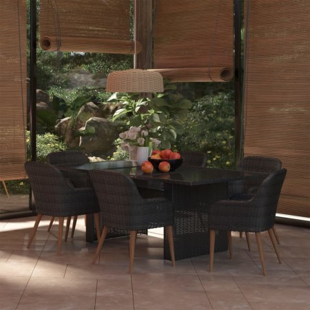 Juego de comedor para jardín 7 piezas ratán sintético negro de vidaXL, Conjuntos de jardín - Ref: Foro24-3059482, Precio: 807...