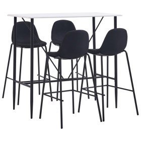 High table and stools set 5 pieces black fabric by vidaXL, Furniture sets for kitchens and dining rooms - Ref: Foro24-3051188...