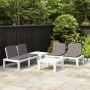 4-teiliges Gartenmöbel-Set mit weißen Kunststoffkissen von vidaXL, Gartensets - Ref: Foro24-3059831, Preis: 309,29 €, Rabatt: %