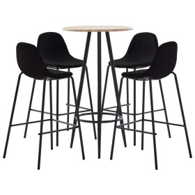 High table and stools set 5 pieces black fabric by vidaXL, Furniture sets for kitchens and dining rooms - Ref: Foro24-3051173...