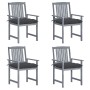 Garden chairs with cushions 4 pcs solid gray acacia wood by vidaXL, Garden chairs - Ref: Foro24-3061252, Price: 264,99 €, Dis...