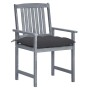 Garden chairs with cushions 4 pcs solid gray acacia wood by vidaXL, Garden chairs - Ref: Foro24-3061252, Price: 264,99 €, Dis...