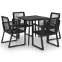 Juego de comedor para jardín 5 piezas ratán PVC negro de vidaXL, Conjuntos de jardín - Ref: Foro24-3060214, Precio: 395,05 €,...