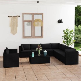 Gartenmöbel-Set 11-teilig, schwarze Kissen aus synthetischem Rattan von vidaXL, Gartensets - Ref: Foro24-3059497, Preis: 1,00...