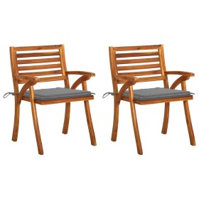 Garden dining chairs with cushions 2 pcs solid acacia wood by vidaXL, Garden chairs - Ref: Foro24-3060783, Price: 192,99 €, D...