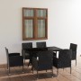 Juego de comedor para jardín 7 piezas ratán sintético negro de vidaXL, Conjuntos de jardín - Ref: Foro24-3059420, Precio: 502...