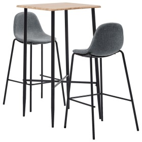 High table and stools set 3 pieces light gray fabric by vidaXL, Furniture sets for kitchens and dining rooms - Ref: Foro24-30...