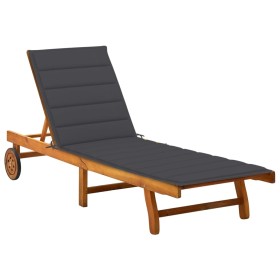 Garden sun lounger with solid acacia wood cushion. by vidaXL, Loungers - Ref: Foro24-3061344, Price: 188,30 €, Discount: %