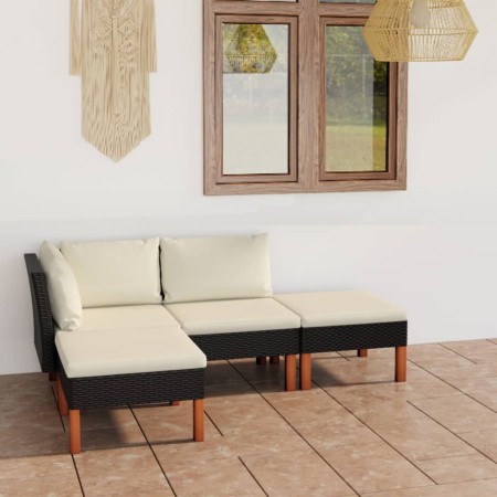 Set de muebles de jardín 6 pzas y cojines ratán sintético negro de vidaXL, Conjuntos de jardín - Ref: Foro24-3059731, Precio:...