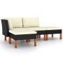 Set de muebles de jardín 6 pzas y cojines ratán sintético negro de vidaXL, Conjuntos de jardín - Ref: Foro24-3059731, Precio:...