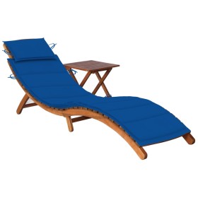 Garden lounger with table and cushion in solid acacia wood by vidaXL, Loungers - Ref: Foro24-3061597, Price: 190,38 €, Discou...