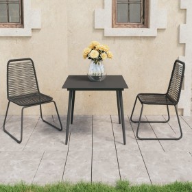 Black PVC rattan 3-piece garden dining set by vidaXL, Garden sets - Ref: Foro24-3060112, Price: 212,99 €, Discount: %