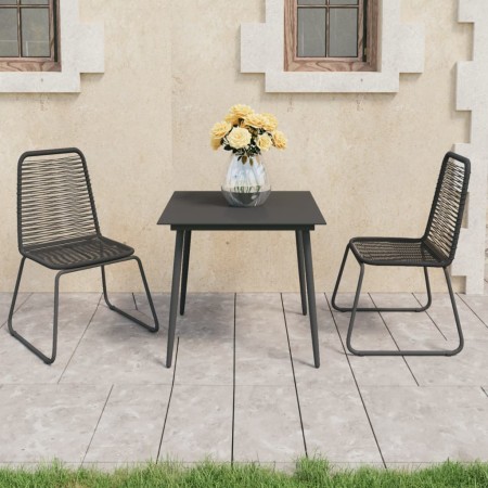 3-teiliges Garten-Ess-Set aus schwarzem PVC-Rattan von vidaXL, Gartensets - Ref: Foro24-3060112, Preis: 212,99 €, Rabatt: %