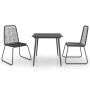 Set de comedor de jardín de 3 piezas PVC ratán negro de vidaXL, Conjuntos de jardín - Ref: Foro24-3060112, Precio: 212,99 €, ...