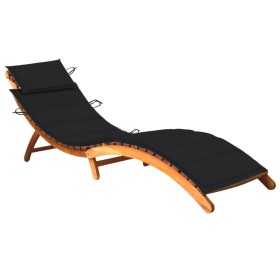 Garden sun lounger with solid acacia wood cushion. by vidaXL, Loungers - Ref: Foro24-3061579, Price: 171,48 €, Discount: %