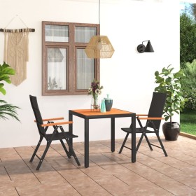 3-piece black and brown garden dining set by vidaXL, Garden sets - Ref: Foro24-3060076, Price: 290,58 €, Discount: %