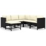 Set de muebles de jardín 6 pzas y cojines ratán sintético negro de vidaXL, Conjuntos de jardín - Ref: Foro24-3059787, Precio:...