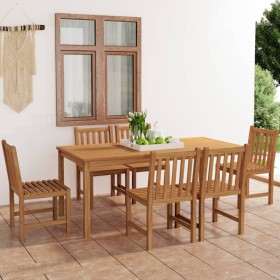 Conjunto de comedor de jardín 7 piezas madera maciza de teca de vidaXL, Conjuntos de jardín - Ref: Foro24-3059941, Precio: 84...